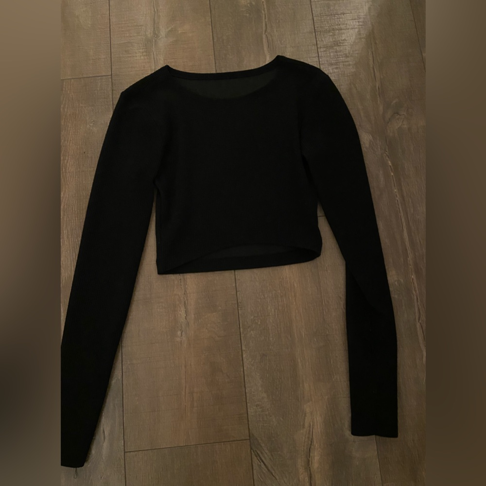 Zara Textured Crop Top Black